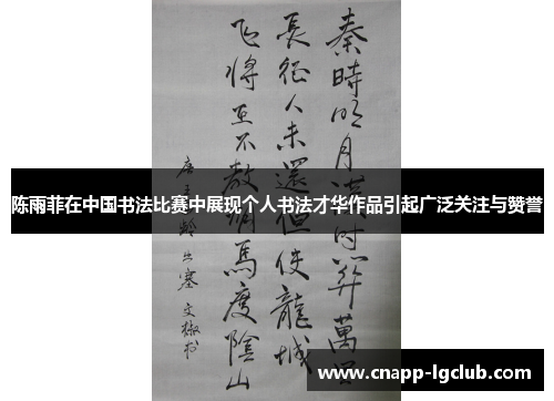 陈雨菲在中国书法比赛中展现个人书法才华作品引起广泛关注与赞誉